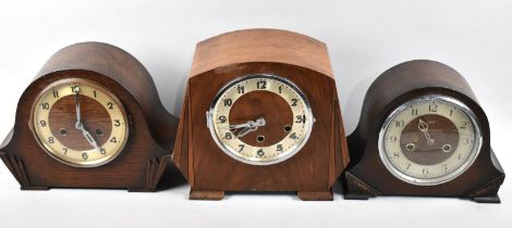 A Collection of Three Art Deco Oak Cased Mantel Clocks to include Westminster Chime Example