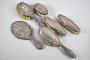 A Collection Silver Mounted Dressing Table Items to Comprise Brushes, Mirror etc