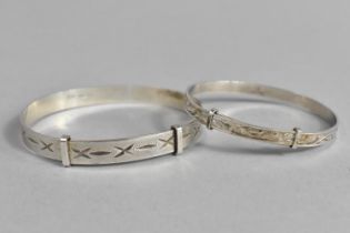 Two Silver Christening Bangles, One with Birmingham Hallmark the other Stamped 'SILVER'