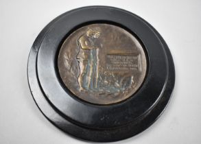 A Reproduction Circular Framed Bronze Reproduction WWI Plaque Commemorating Col. Robert Beech, 13cms