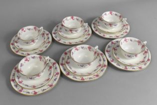 An Early/Mid 20th Century Aynsley Floral Trim Decorated Tea Set to Comprise Six Cups, Six Saucers