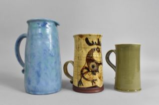 A Studio Pottery Celadon Glazed Tankard by Agnete Hoy Together with a Stockley Weymouth Studio