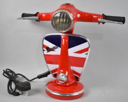 A Modern Novelty Tabletop Lamp in the Form of the Front Section of a Vespa Scooter, 34cm high