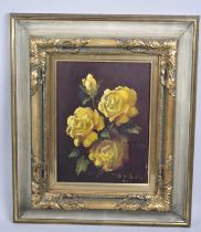 A Framed Oil, Still Life Roses, by Michael Borbély, 17x23cm