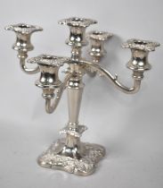 A Mid 20th Century Silver Plated Four Branch Candelabra, 26cms High