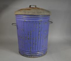 A Vintage Galvanised Bin with Lid, 57cms High
