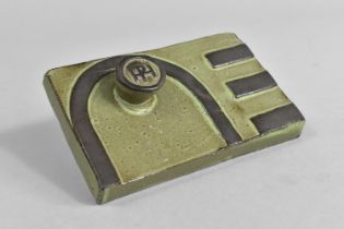 A Studio Pottery Glazed Rectangular Desktop Paper Weight, 12cms Wide