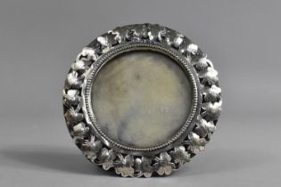 A Silver Photo Frame with Pierced Leaf Border, 10.5cm diameter