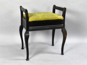 An Edwardian Black Painted Piano Stool for Restoration, 55cms Wide