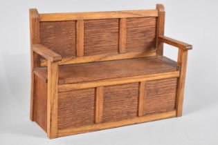 A Novelty Box in the Form of a Miniature Three Panelled Settle, Perhaps an Apprentice Piece, 22.5cms