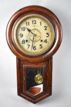 An Early 20th Century Wall Hanging Drop Dial Clock with 8 Day Movement, 57cm High