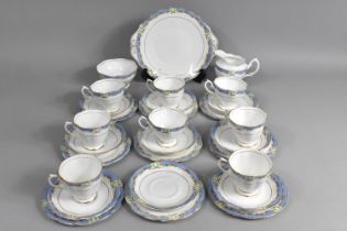An Aynsley Floral Garland and Powder Blue Inset Trim Decorated Tea Set to Comprise Eight Cups, Eight