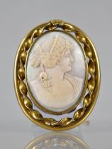 A Large Victorian Cameo Brooch Depicting Classical Maiden, Possibly Aphrodite with Rose Necklace,