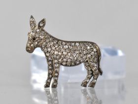 An Early/Mid 20th Century Diamond Encrusted Brooch, Donkey, Mixed Cut Stones incorporating Rose Cut,