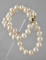 A String of White Freshwater Cultured Pearls, Varying Sizes (Between 10mm-12mm) on Knotted Thread,