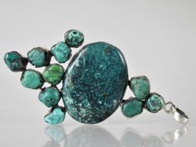 A Large Silver Mounted Multi-Stone Turquoise Pendant, Possibly Native American, Comprising Large