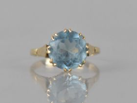 A 9ct Gold Mounted Aquamarine Solitaire, Centre Round Cut Stone Measuring Approx 10mm Diameter Set