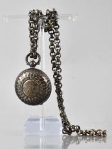 A Silver Sovereign Case on Chain, Case with Hand Hammered Decoration and Monogrammed CWP, (Hinge