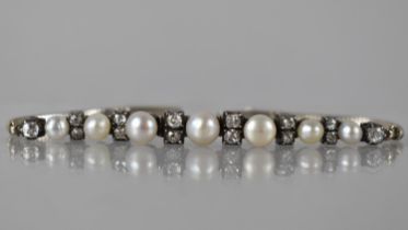 An Early 20th Century Diamond and Pearl Line Bracelet in 9ct White Gold and Yellow Metal, Central