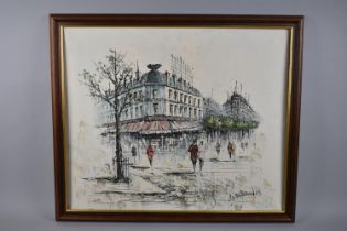 A Framed Oil on Canvas, Paris Street Scene, 60x50cms