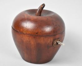 A Reproduction Georgian Style Carved Wooden Novelty Tea Caddy in the Form of an Apple, with Key,