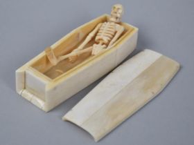 A Reproduction Novelty Bone Model of Skeleton in Coffin, 11.5cs Long