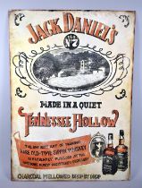 A Reproduction Printed Tin Metal Advertising Sign for Jack Daniel's Old Number 7, Made in a Quiet