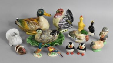 A Collection of Various Ceramics to Comprise Glazed Novelty Pots in the Form of Ducks, Turkey,