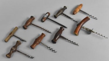 A Collection of Various Early 20th Century Wooden Handled Corkscrews