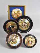 Five Various 19th Century Transfer Printed Pot Lids to Comprise Prattware "The Late Prince Consort",