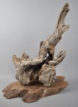A Vintage Driftwood Sculpture on Section of Tree Trunk, 53cms High