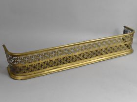 A Late 19th/Early 20th Century Pierced Brass Fire Kerb, 90cms Wide and 16cms High