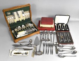 A Collection of Various Loose and Cased Cutlery to Comprise Viners and Firth Stainless Steel, an Oak