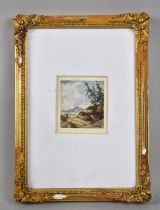 A Gilt Framed Miniature Painting of Landscape, 7cms Square