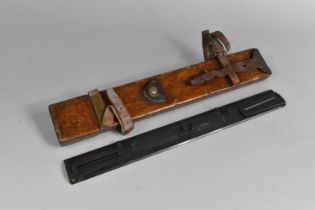 A WWI Wood and Leather Cased Map Plotter or Parallel Rule, A&A Mk II with Hinged Sights, War