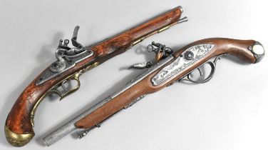 Two Replica Flintlock Pistols, both Non Firing but Working, 46cm long