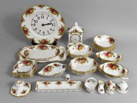 A Collection of Royal Albert Old Country Roses China to Comprise Various Shaped Bowls, Mantle Clock,