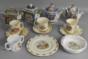A Collection of Various Royal Doulton Bunnykins China etc Together with Four Sadler Teapots