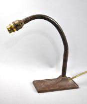 A Vintage Adjustable Desktop Reading Lamp on Rectangular Plinth Base