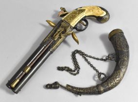 A Replica French Twist Double Barrel Flintlock Pistol Inscribed for W Bailes Together with a Replica