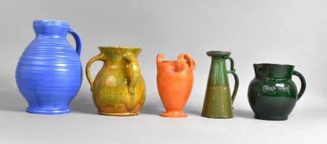 A Collection of Various Baron Barnstaple Pottery to Comprise Orange Glazed Vase with Tri Loop