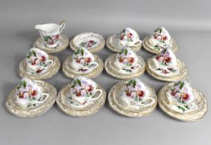 A Floral and Gilt Decorated China Tea Set