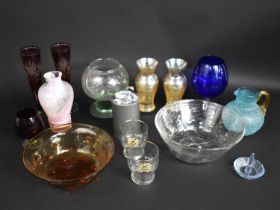 A Collection of Various Glass to Comprise Bubble Glass Bowl, Swarovski Crystal Swan, Vases etc