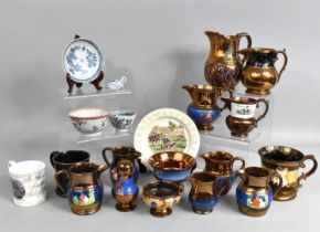 A Collection of Various 19th and 20th Century Ceramics to Comprise Early Tea Bowls, Saucer, Blue and
