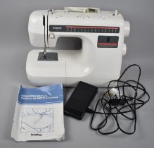 A Brother PS-31 Electric Sewing Machine with Power Cable and Foot Pedal, Instruction Booklet Etc