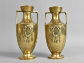 A Pair of French Brass Second Empire Style Vases, 17.5cms HIgh