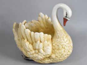 A Large Ceramic Swan Planter, 34cm high