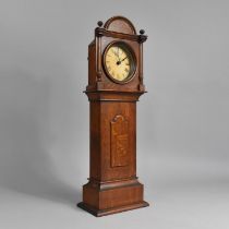 An Early 20th Century Oak Novelty Mantel Clock in the Form of a Long Case Clock, Removable Drum