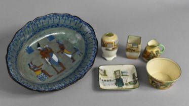 A Royal Doulton Titanian Egyptian Dish, 27.5cm Wide Together with a Collection of Royal Doulton