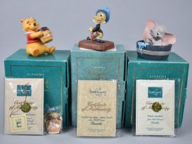 Three Boxed Walt Disney Classic Collection Figures 1996 Membership Sculpture, Winnie The Pooh and
